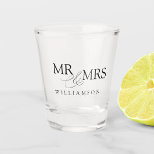 Modern Mr & Mrs Name Shot Glass
