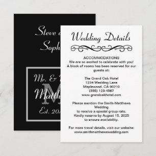 Modern Mr Mrs Wedding Details Enclosure Card