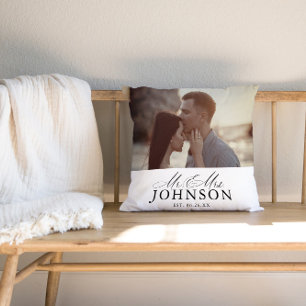 Modern Mr & Mrs Wedding Photo Throw Pillow