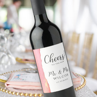 Modern Mr & Mrs Wedding Wine Label