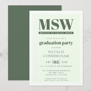 Modern MSW Master of Social Work Graduation Invitation