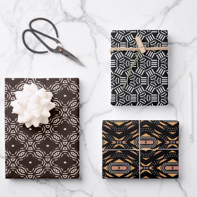 Modern Mudcloth Bogolan Collection Wrapping Paper Sheet (Front)