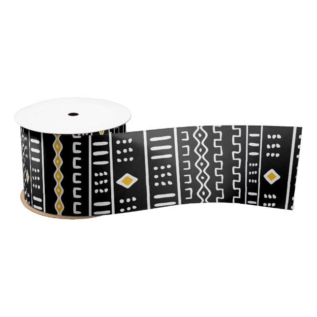 Modern Mudcloth Design Satin Ribbon (Spool)