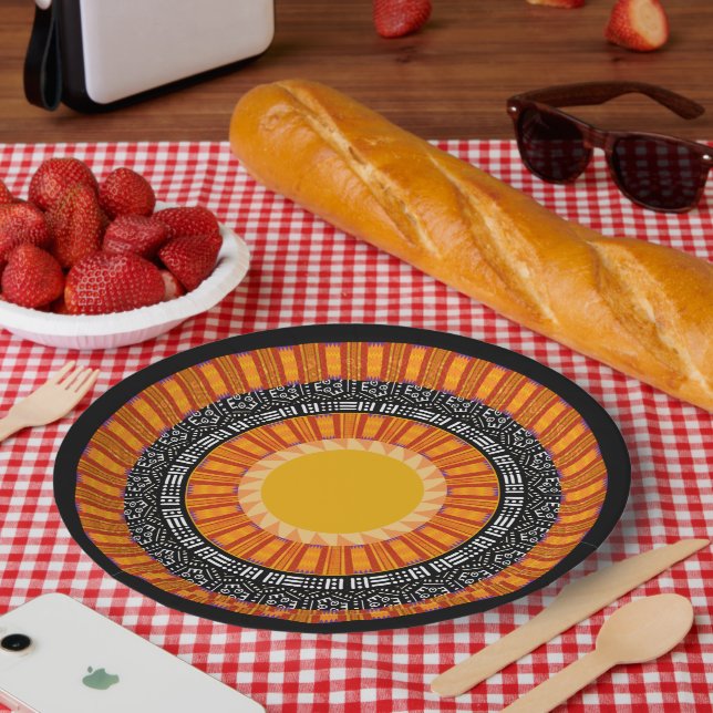 Modern Mudcloth Kente Print Paper Plate (Picnic)