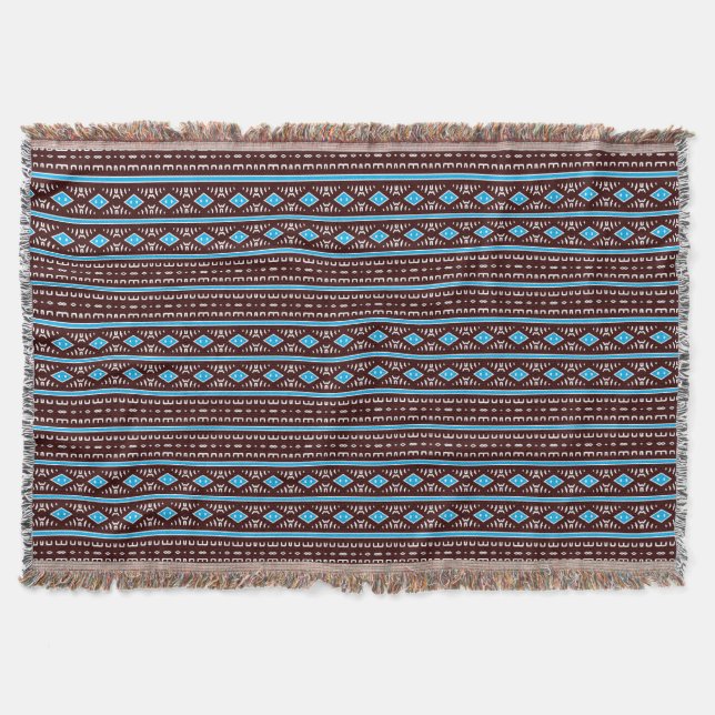 Modern Mudcloth Pattern Throw Blanket (Front)