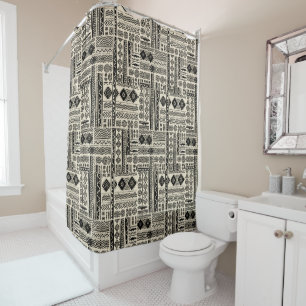 Modern Mudcloth Print Shower Curtain
