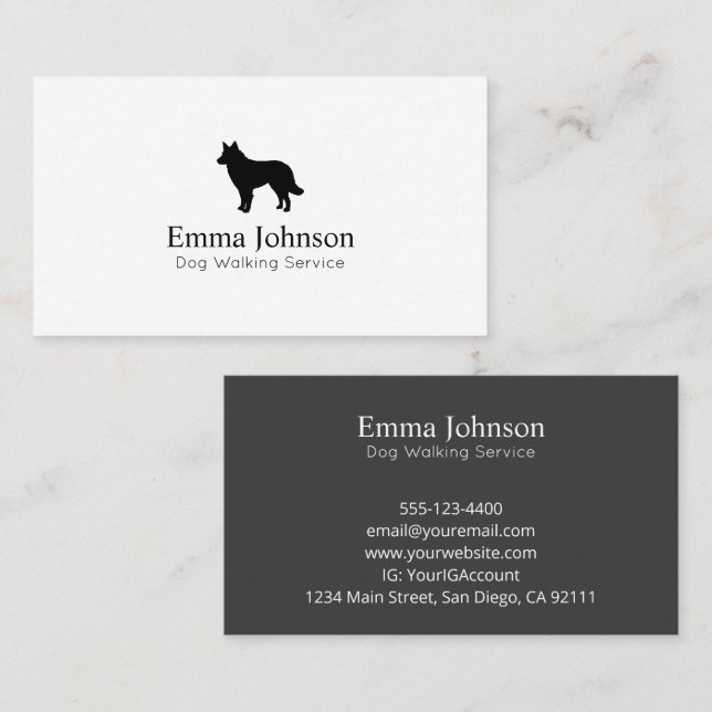 Modern Mudi logo Dog Walking Business Card (Front/Back)