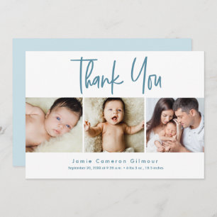 Modern Multi Baby Photos Newborn Birth Thank You Card