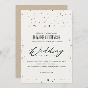 MODERN MULTI COLOR TERRAZZO PATTERN WEDDING INVITE