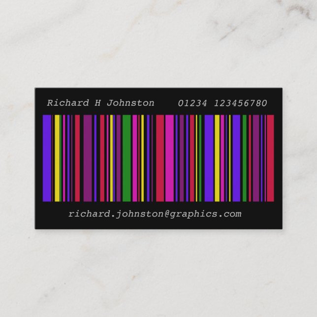Modern multi colour barcode business contact card (Front)