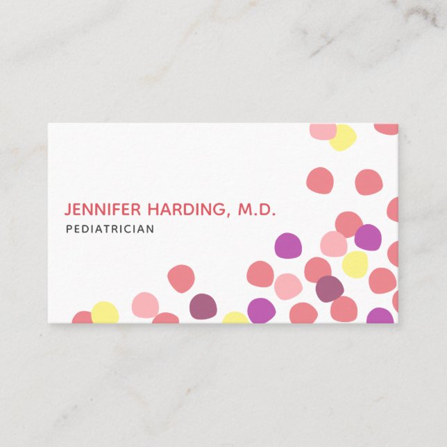 Modern Multi-colour Dotted Paediatrics Business Business Card (Front)