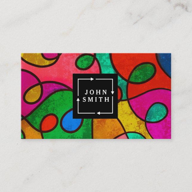 Modern Multi-colour Watercolors Cool Abstract Art Business Card (Front)