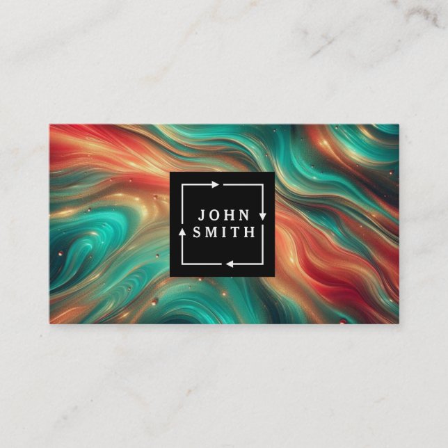 Modern Multi-colour Watercolors Cool Abstract Business Card (Front)