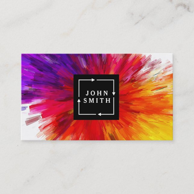 Modern Multi-colour Watercolors Cool Abstract Business Card (Front)
