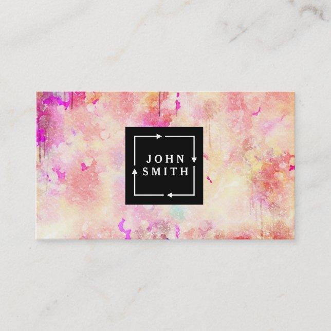 Modern Multi-colour Watercolors Cool Abstract Business Card (Front)