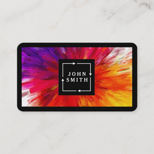 Modern Multi-colour Watercolors Cool Abstract Business Card (Front)