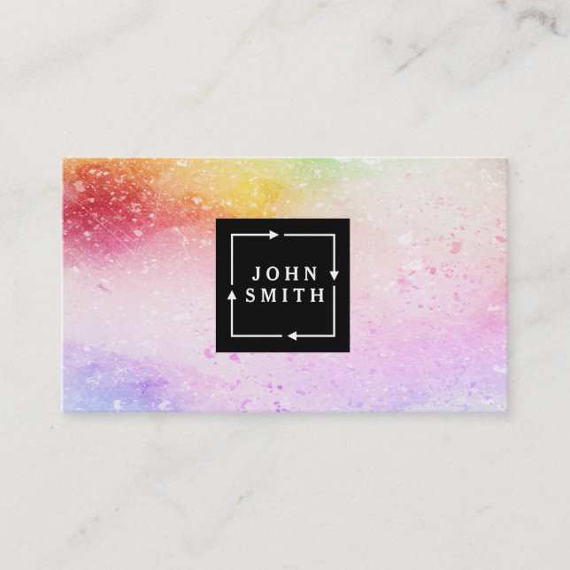 Modern Multi-colour Watercolors Cool Abstract Business Card (Front)