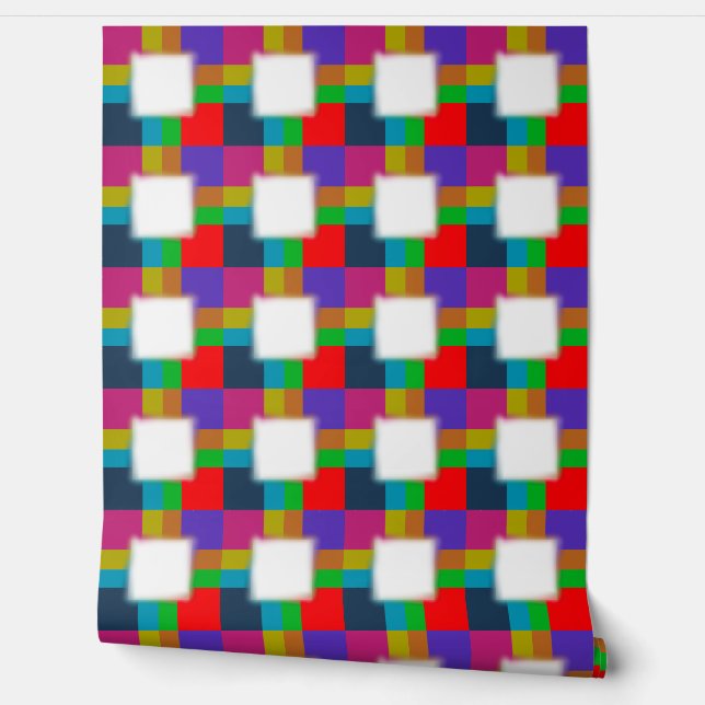 Modern Multi-Coloured Plaid Grid Wallpaper  (Unrolling)