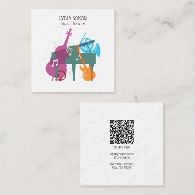 Modern Multi-Instrument Music Business Card (Front/Back)
