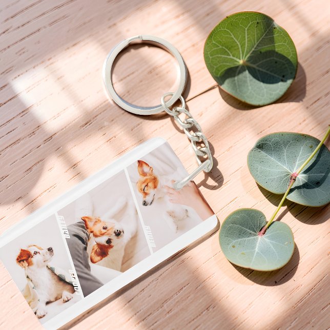 Modern Multi-Pet Owner Collage Keepsake Key Ring (Creator Uploaded)