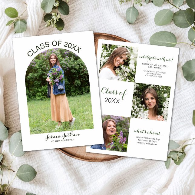 Modern Multi Photo Arch High School Invitation (Creator Uploaded)