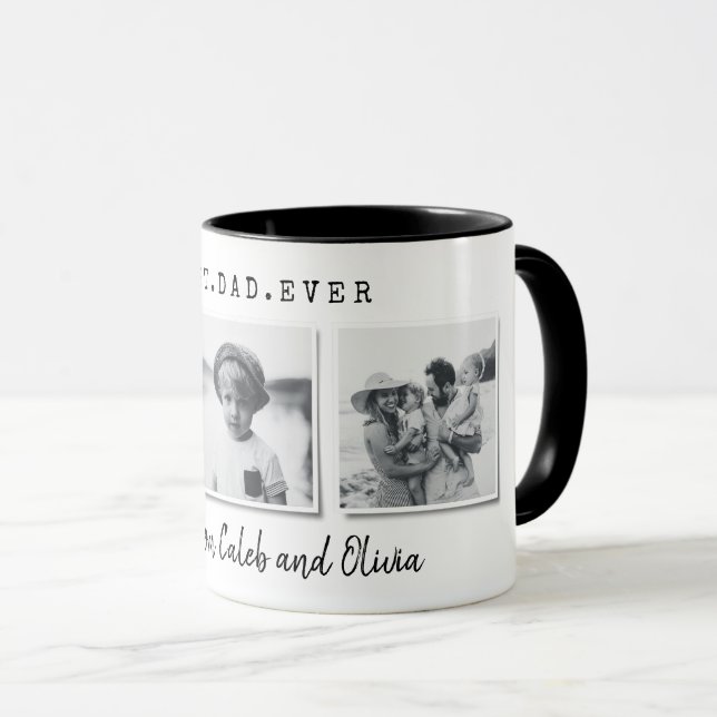 Modern multi photo best dad fathers day Christmas  Mug (Front Right)