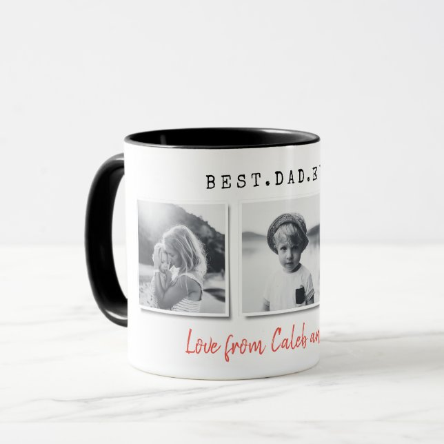 Modern multi photo best dad fathers day Christmas Mug (Front Left)
