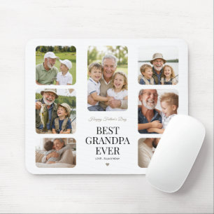 Modern Multi Photo Best Grandpa Ever Minimalist Mouse Mat