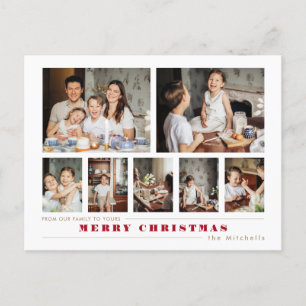Modern Multi-Photo Christmas Collage Holiday Postcard