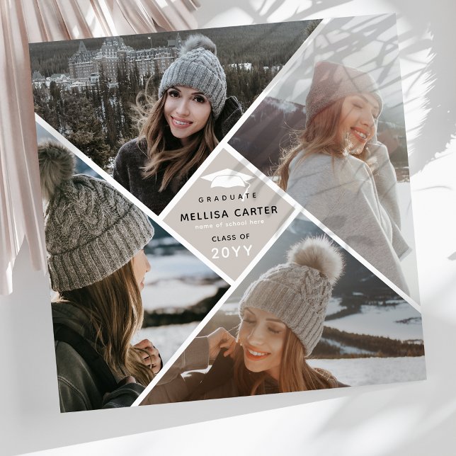 Modern Multi-Photo Collage Graduation Party Invitation (Creator Uploaded)