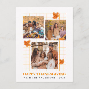 Modern Multi Photo Collage Happy Thanksgiving Holiday Postcard