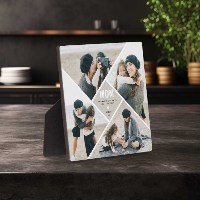 Modern Multi-Photo Collage MOM Gift Plaque (Creator Uploaded)