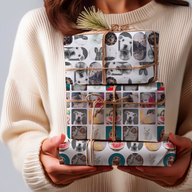 Modern Multi Photo Collage Pattern Wrapping Paper Sheet (Creator Uploaded)