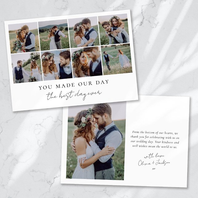 Modern Multi Photo Collage Wedding Thank You Card (Creator Uploaded)