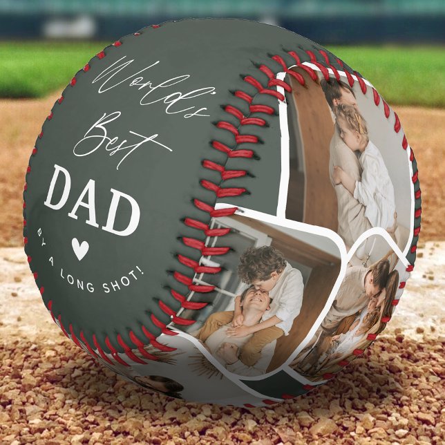 Modern Multi Photo Collage World's Best Dad Baseball (Creator Uploaded)