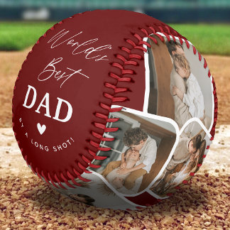 Modern Multi Photo Collage World's Best Dad Baseball