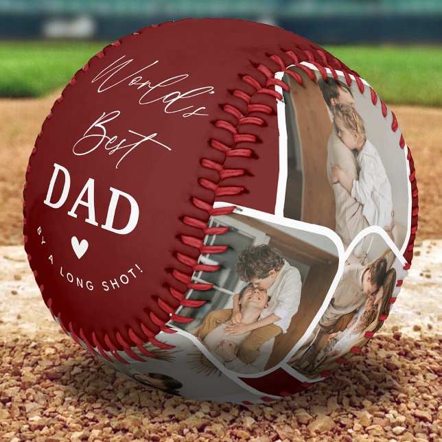 Modern Multi Photo Collage World's Best Dad Baseball (Creator Uploaded)