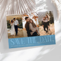 Modern Multi Photo Couple's Signature Denim Blue