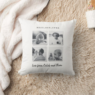 Modern multi photo dad gift elegant black white fo cushion