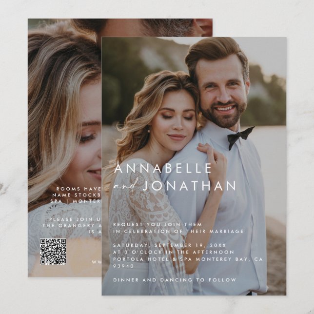 Modern multi photo elegant wedding invitation (Front/Back)