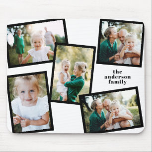 Modern multi photo family home decor black white mouse mat
