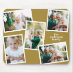 Modern multi photo family mustard simple mouse mat<br><div class="desc">Modern stylish multi photo family home decor. The mustard colour can be changed.</div>