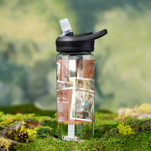 Modern multi photo family terracotta simple family water bottle