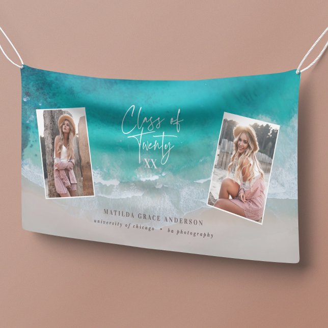 Modern multi photo graduation ocean beach modern banner (Creator Uploaded)