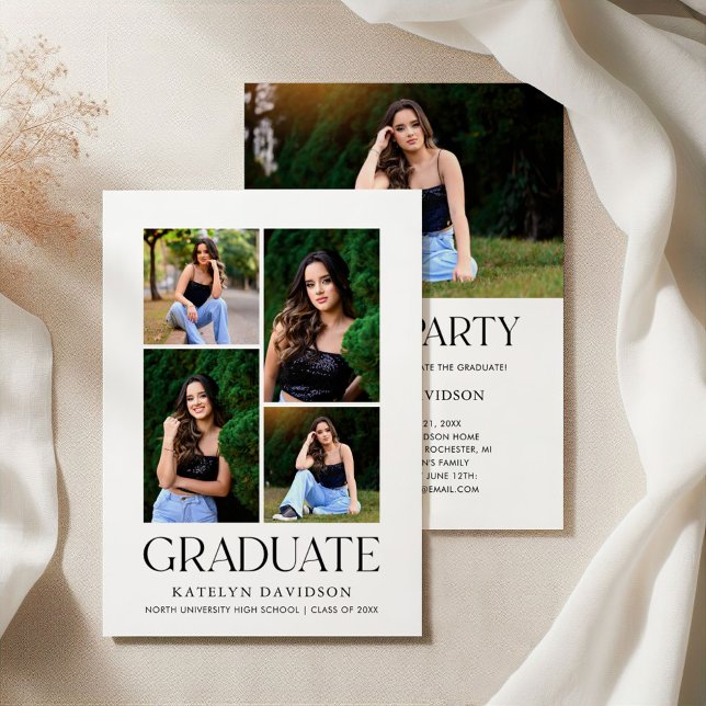 Modern Multi Photo Graduation Party Invitation (Creator Uploaded)