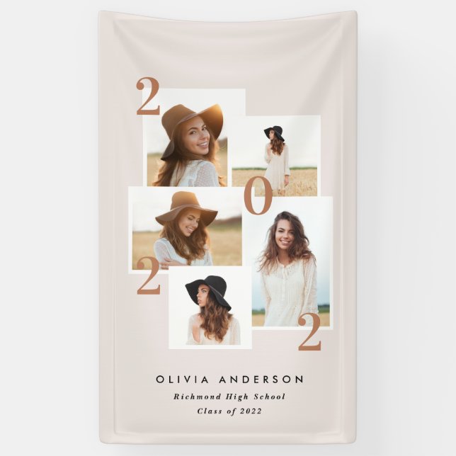 Modern multi photo graphic geometric terracotta an banner (Vertical)