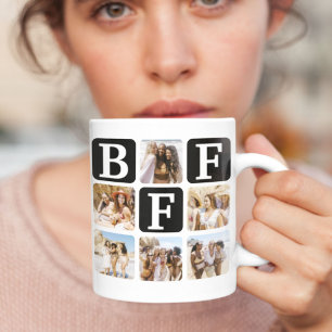Modern Multi Photo Grid BFF Black Coffee Mug