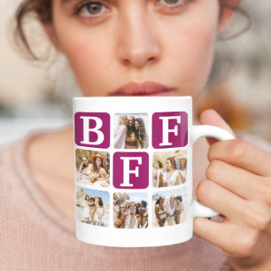 Modern Multi Photo Grid BFF Wine Coffee Mug