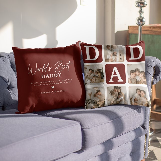 Modern Multi Photo Grid Cute DAD Gift Cushion (Creator Uploaded)