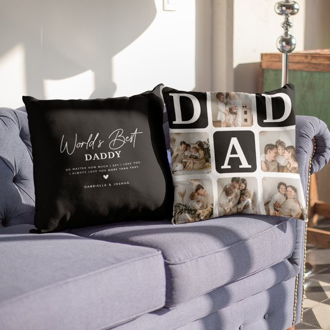 Modern Multi Photo Grid Cute DAD Gift Cushion (Creator Uploaded)
